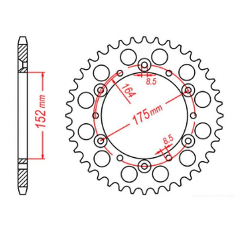 MTX PARTS 2023/03 ZĘBATKA TYLNA 856 42 YAMAHA TT600R '98-'03, TT600S '93-'95, YFZ 350 BANSHEE`89-06 (JTR853.42) (ŁAŃC. 520)